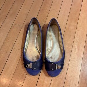 Coach Blue/Purple Suede & Leather Ballet Flats with Buckle